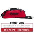 thumbnail image 6 of Franklin Sports Youth Baseball Bat Bag - Kids Teeball, Softball + Baseball Bag - Red, 6 of 7