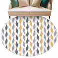 thumbnail image 2 of Yellow Wave Line Round Living Room Rugs 6 ft, Modern Gray Striped Abstract Gradient Washable Area Rug with Non-Slip Sturdy Edge Binding Round Carpet for Kitchen Office Bedroom, 2 of 9