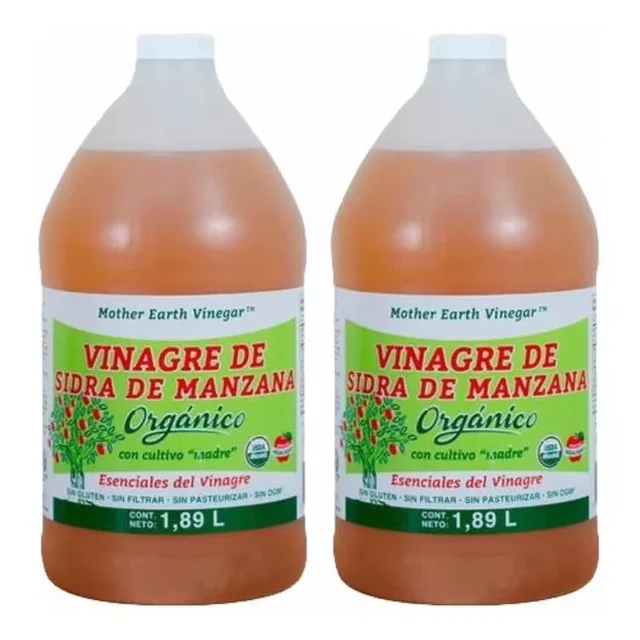 Vinagre De Sidra De Manzana Orgánico Mother Earth 2 Botes 3.78lt