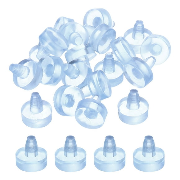 76Pack 6mm/0.24" Glass Table Top Bumpers with Long Stem Fit 1/4Inch, Clear