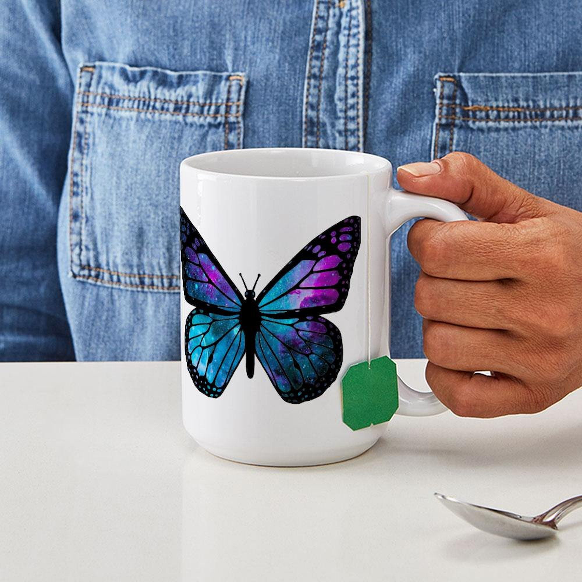 CafePress - Galactic Butterfly Mugs - 15 oz Ceramic Large White Novelty Mug