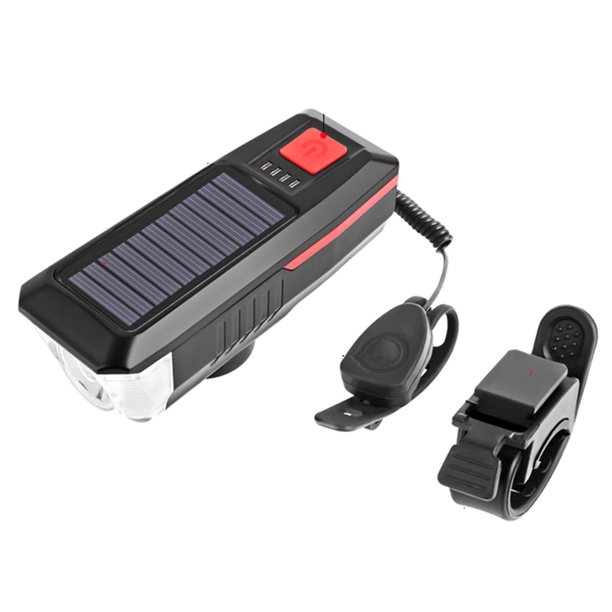 2024Luz solar para bicicleta, ciclismo nocturno, carga USB, luz de bocina, lámpara delantera para bicicleta de montaña con luz trasera redonda roja