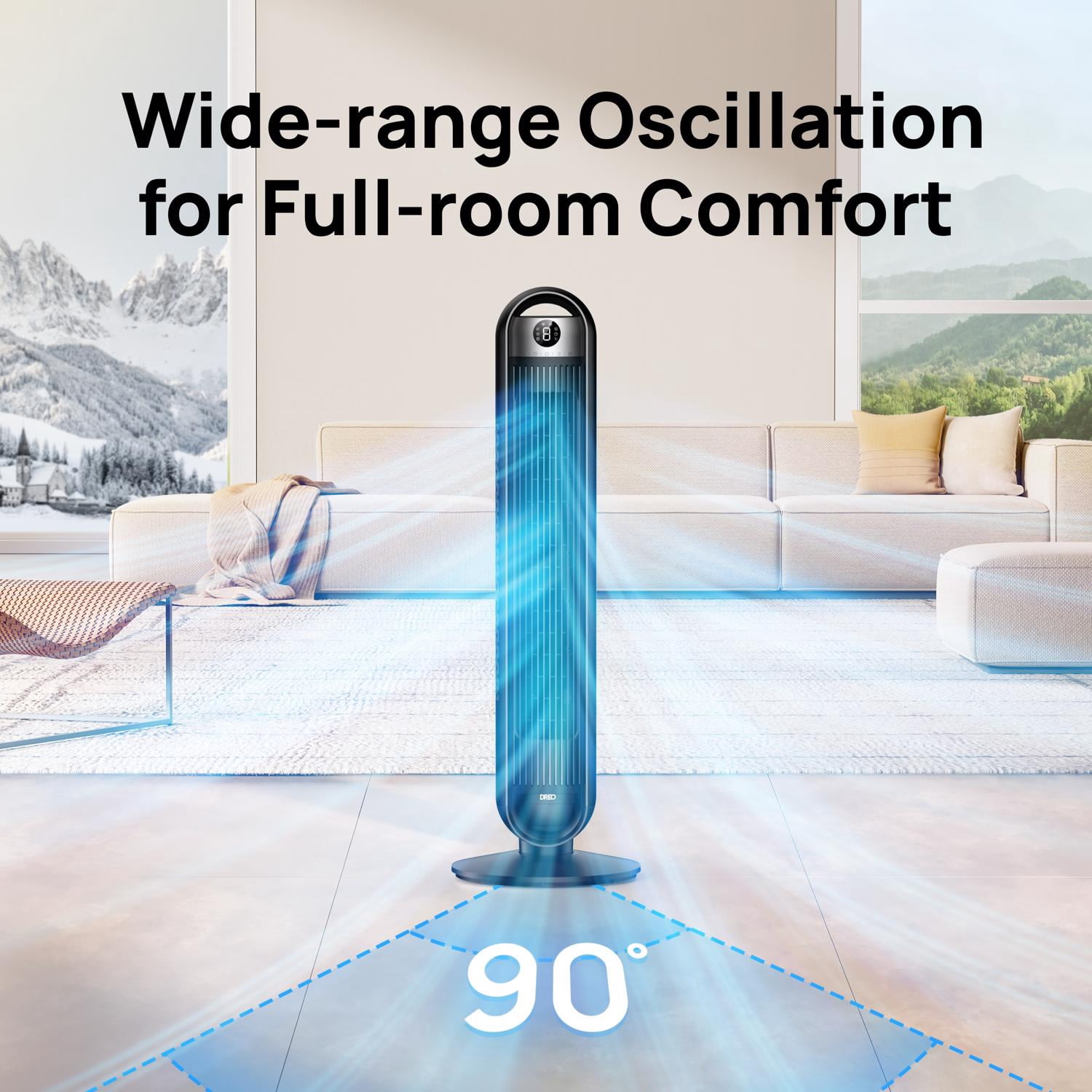 Dreo 36 in. H 6 speed Oscillating Digital Tower Fan With Remote Remote Control