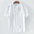 thumbnail image 2 of outfmvch long sleeve shirts for men baggy cotton linen solid color short sleeve retro t shirts womens tops white, 2 of 4