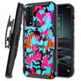 thumbnail image 1 of DALUX V Kickstand Holster Hybrid Phone Case Cover Compatible with TCL 4X 5G / TCL 20 A 5G / T601DL (2022) - Teal Stylish Camo, 1 of 2