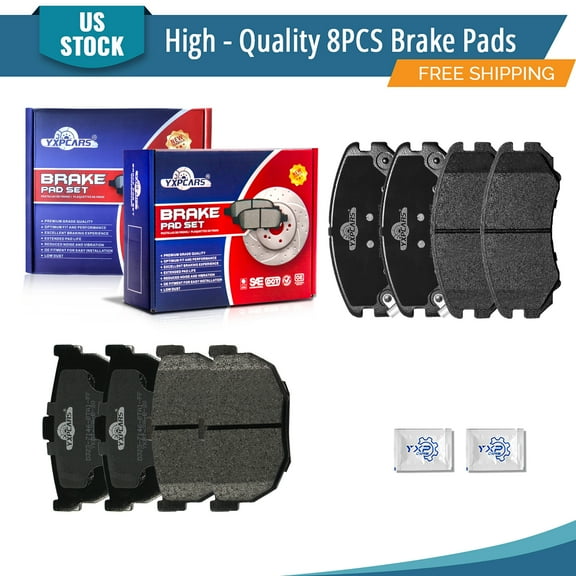YXPCARS 8PCS Ceramic Brake Pads for Hyundai Tiburon 2003-2008, Front & Rear(D924 D323)