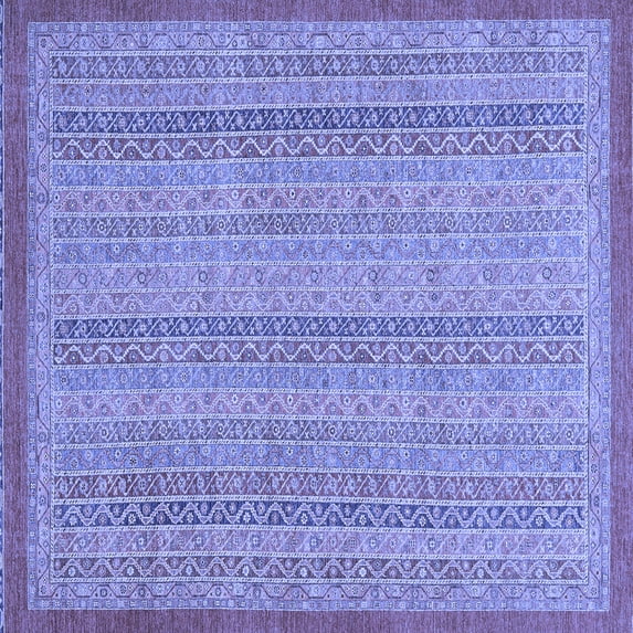 Ahgly Company Machine Washable Indoor Square Abstract Blue Modern Area Rugs, 6' Square