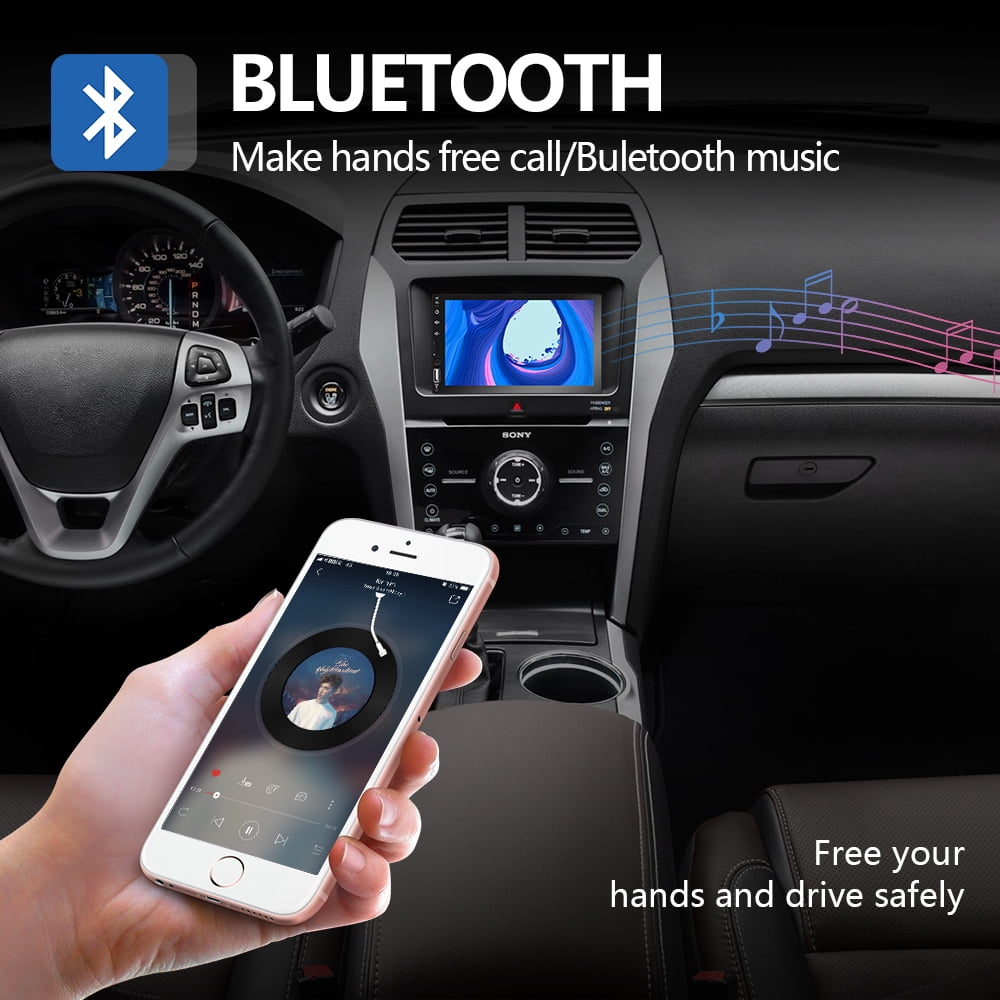 D-Play Car Multimedia Player Android /& iOS Mirror Link car Stereo with USB//AUX//SD Card Input Backup Camera Double Din car Stereo Car Radio with 7 inch Touch Screen Bluetooth FM