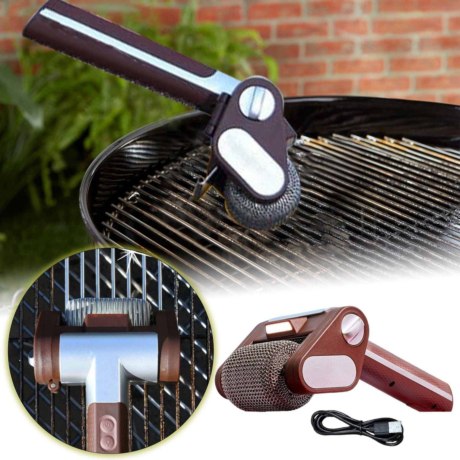 Mjers 2025 NEW Upgrated Giddy_Up Grill_Cleaner Giddy_Up Grill_Brush - Grill_Brush BBQ_Brush Bristle Free &_Scraper - Giddy_Up Grill_Cleaner As_Seen on_Tv! Cordless, Rechargeable BBQ Grill_Brush
