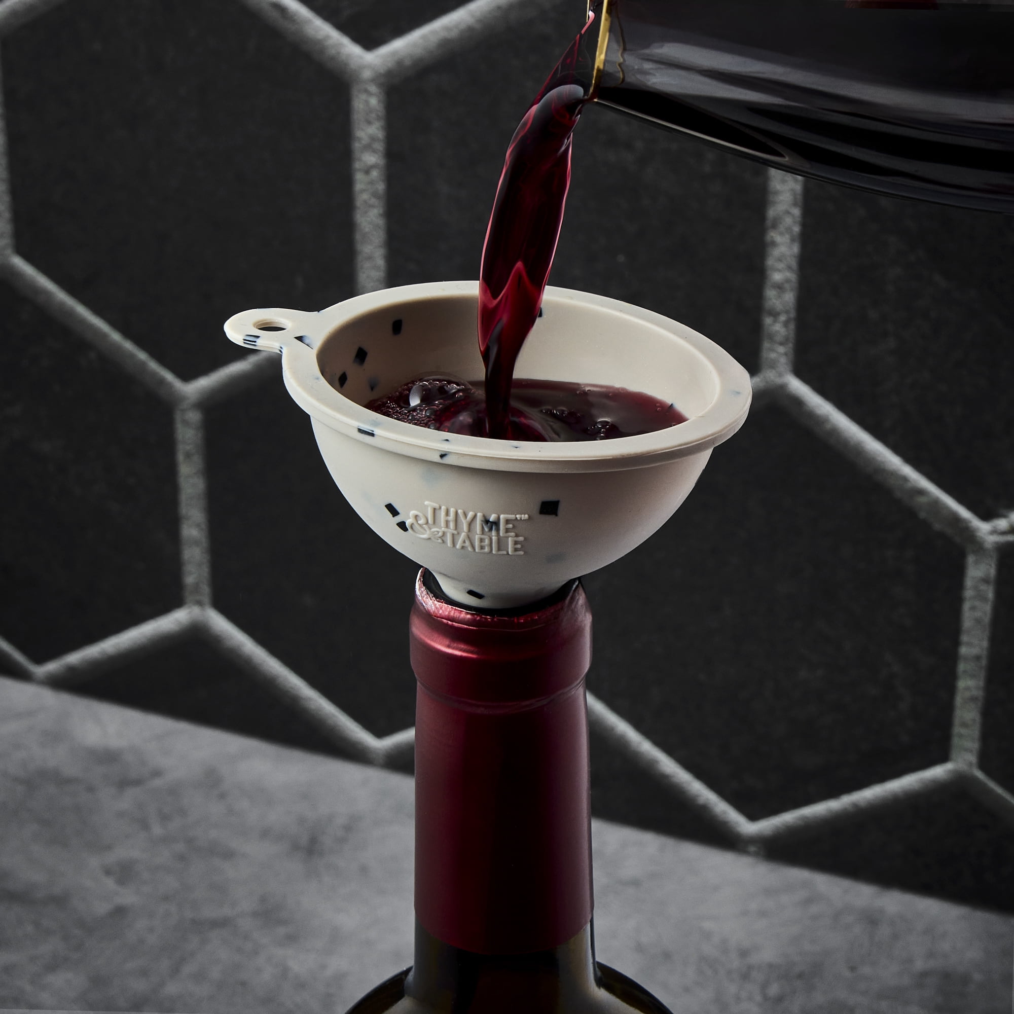 Thyme & Table Mini Silicone Funnel, Cream and Black Dots