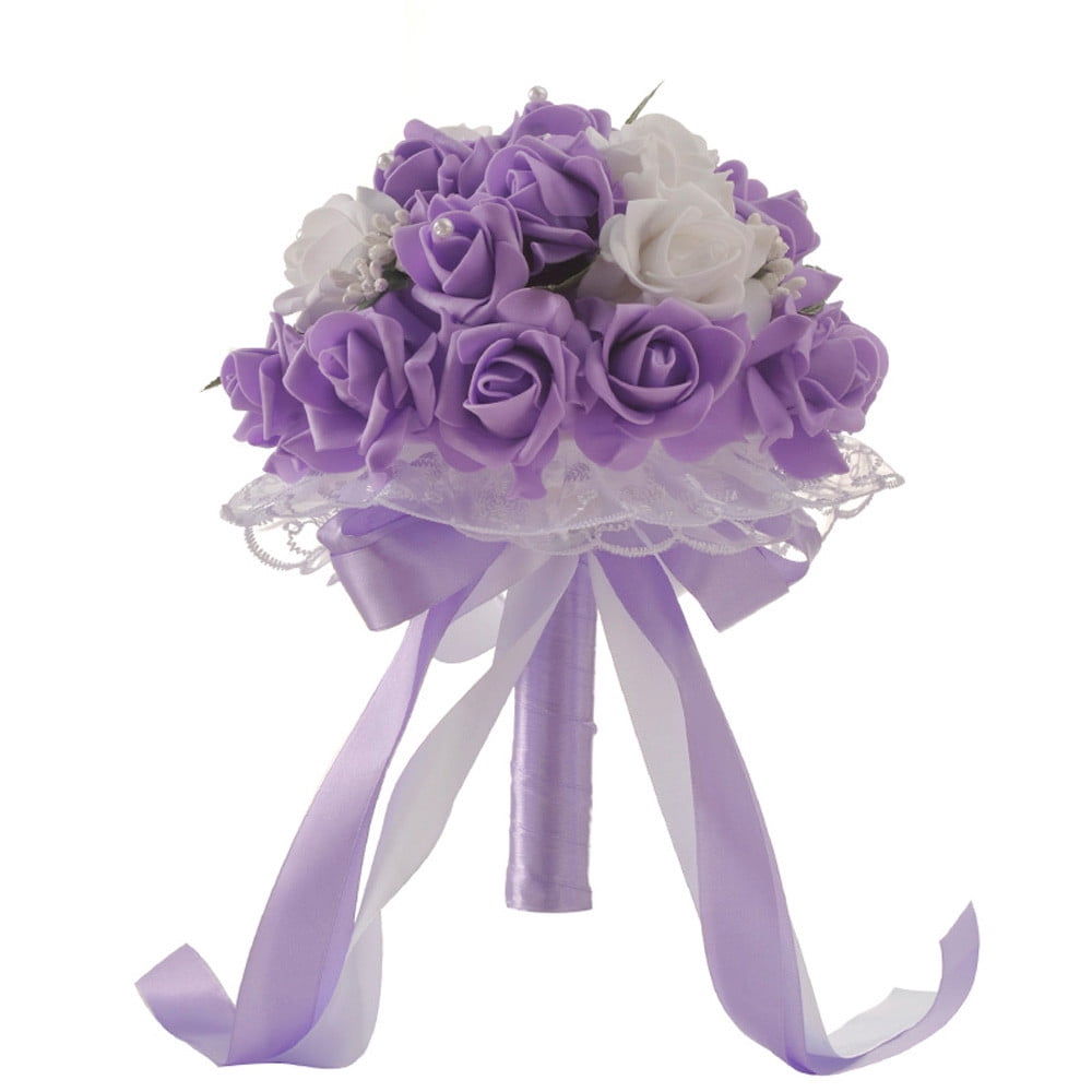 Crystal Roses Bridesmaid Wedding Bouquet Bridal Artificial Silk Flowers US 