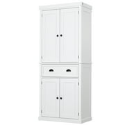 HOMCOM 72.5" H Traditional Freestanding Kitchen Pantry Cabinet Traditional Spacious Storage Closet with 1 Drawer Kitchen Pantry Cupboard Cabinet, White