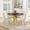 Gold Black Table & 4 Gold White Chair, variant on 5-Piece Round Dining Table Set for 4, 46.85" Black Tempered Glass Table with Velvet Chairs, Modern Kitchen & Dining Furniture