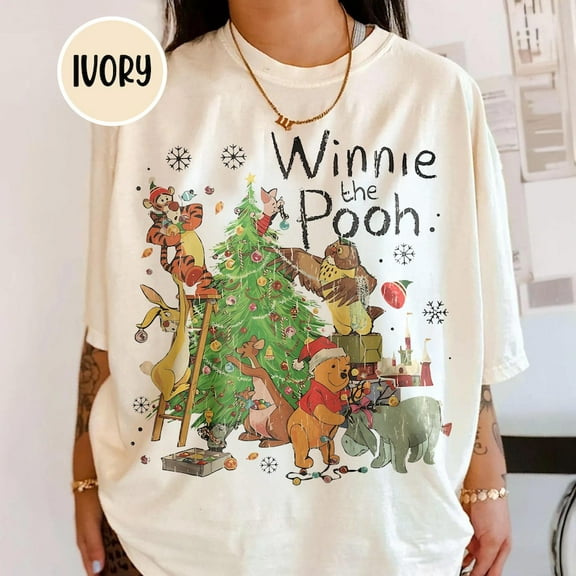 Vintage Winnie The Pooh Christmas Comfort Colors Shirt, Retro The Pooh and Friends Christmas Tree Shirt, Vintage Disney Christmas Shirt, Disneyland Shirt