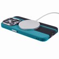 thumbnail image 4 of KAIYANG Funda para iPhone 12 Pro Max compatible con MagSafe, textura de fibra de carbono, carcasa de PC con transferencia de agua, rayas azules y negras, multicolor, 4 of 5