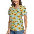thumbnail image 2 of Honeii White Polka Dot Sunflower A Print Women's Classic V-Neck T-Shirt,Womens Fashion Tops,Stylish Everyday Top for Women, Casual Summer Spring Outfits Clothes-X-Large, 2 of 5