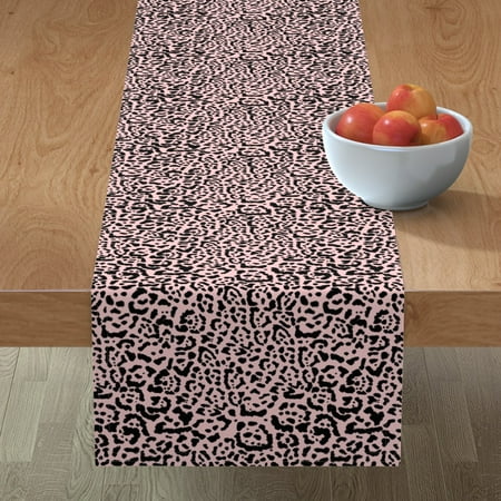 

Cotton Sateen Table Runner 72 - Jaguar Print Peach Pink Wild Animal Spots Leopard Cat Animals Print Custom Table Linens by Spoonflower