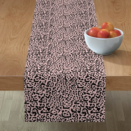 

Cotton Sateen Table Runner 108 - Jaguar Print Peach Pink Wild Animal Spots Leopard Cat Animals Print Custom Table Linens by Spoonflower