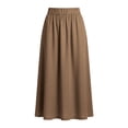 thumbnail image 5 of QATAINLAV Woman Elegant High Waisted Linen Midi Skirt Lightweight Summer Swing A-Line Wrap Business Casual Skirts Coffee XXL, 5 of 7