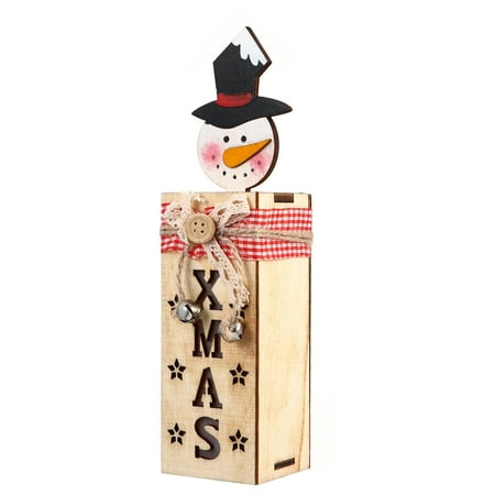 

Xmas Wooden Lamp Box Ornament Christmas Desktop Decoration Night Light