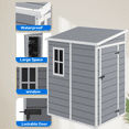 thumbnail image 3 of DEXTRUS 5x4 Pi Résine Extérieur Shed avec Plancher et Porte Verrouillable, Rangement de Jardin et Mobilier de Patio Résistants aux Intempéries, Gris, 3 of 7