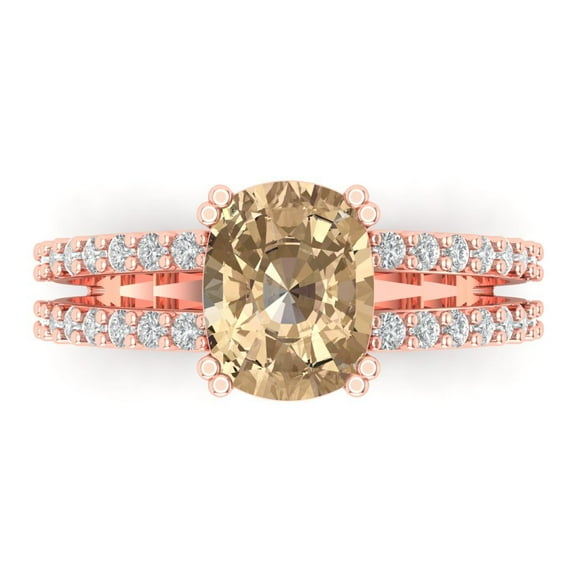 Solitaire with Accents Engagement Ring for Women - 3.48ct Yellow Moissanite in 14K Rose Gold Promise Ring