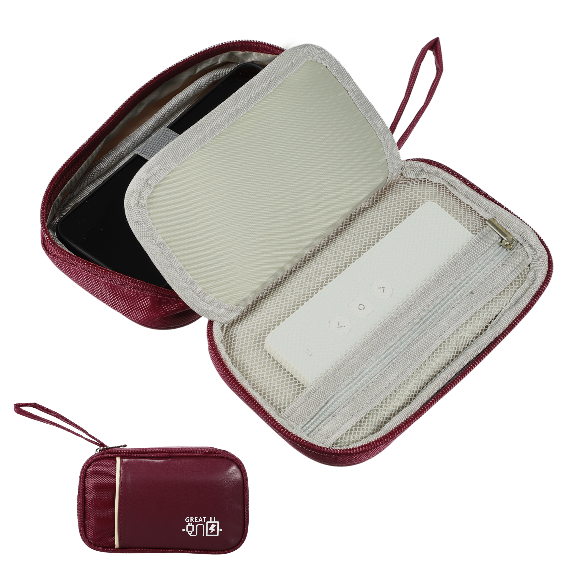 Unique Bargains Electronic Organizer Cable Portable Waterproof Pouch for Accessories Red
