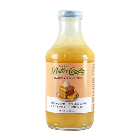 Butter Country Rich and Creamy Buttermilk Syrup | Peaches and Cream Flavor | 16 fl oz Bottle