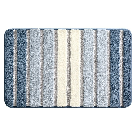 Striped Microfiber Bath Mat | Extra Thick & Soft Absorbent Bathroom Rug | 40x60 cm Non-Slip Shower Mat | Washable High-Pile for Bath, Shower & Sink