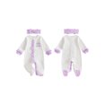 thumbnail image 2 of Cjfdfy Newborn Baby Girl Fall Outfit Little Sister Dot Print Ruffled Long Sleeve Button Footed Romper And Bow Headband Infant Coming Home Outfit Baby Cute Fall Winter Outfits, 2 of 9