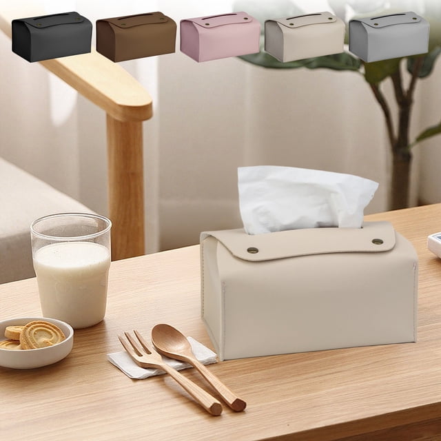Caja de Pañuelos de Piel Mate Beige | Servilletero de Primavera para El Hogar | Ideal para Oficina, Sala de Estar, Dormitorio o Armario Esquinero | 18 X 11 X 8 Cm | 65 G | Material de Goma Suave