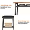 thumbnail image 3 of TROPOW Dining Table Set for 4,Rectangular Kitchen Table with Storage Rack and Upholstered Stools with Storage Rack, Small Dining Room Table Set for Apartment, Rustic Brown, 3 of 7