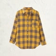 thumbnail image 3 of Womens Plaid Shirt, Yigetop Womens Button Down Plaid Shirts Long Sleeve Plaid Shackets Lightweight Business Casual Blouse Top Women's Button Down Shirts Gold L, 3 of 9