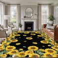 thumbnail image 2 of Sunflower Black Large Area Rugs for Bedroom Living Room, Soft Non Slip Carpet Bedside Rug, Watercolor Floral Vintage Farmhouse Rectangular Floor Cover Kitchen Accent Rug 6'x9' for Dining Room/Office, 2 of 9