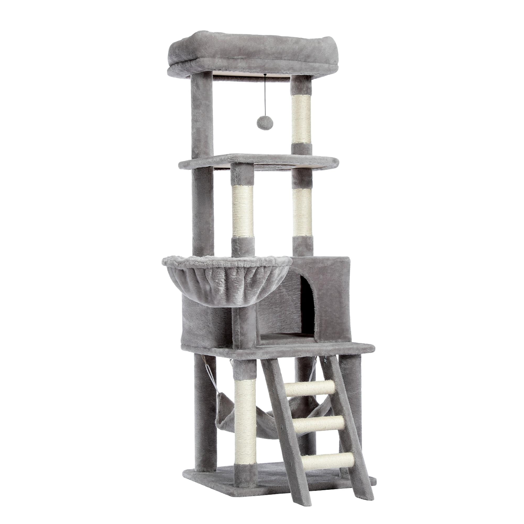 Pefilos 55.9" Cat Trees Towers for Large Cats with Sisal-Covered Scratching Posts, Cat Tree House for Indoor Cats, Cooling mat for Kitten Cat Condo for Adult Cats, Gray Pefilos 55.9" Cat Trees Towers for Large Cats with Sisal-Covered Scratching Posts, Cat Tree House for Indoor Cats, Cooling mat for Kitten Cat Condo for Adult Cats, Gray