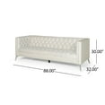 thumbnail image 4 of Noble House Camden Tufted Velvet Sofa, Beige, Silver, 4 of 10