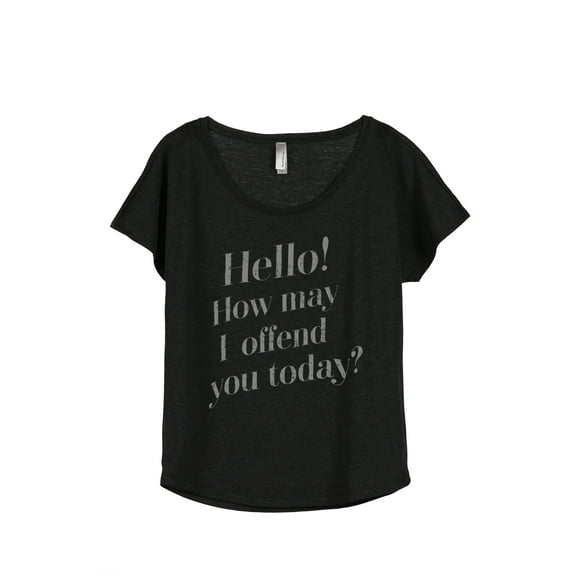 Thread Tank How May I Offend You Today Women's Fashion Relaxed Slouchy Dolman T-Shirt Tee Heather Black Small