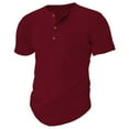 thumbnail image 2 of Men's Summer Casual Shirt Comfortable Button Up O Neck Short Sleeve Breathable Soft Fabric Stylish Solid Color Top for Daily Wear Mens Casual Crew Neck Basic Tees, 2 of 5