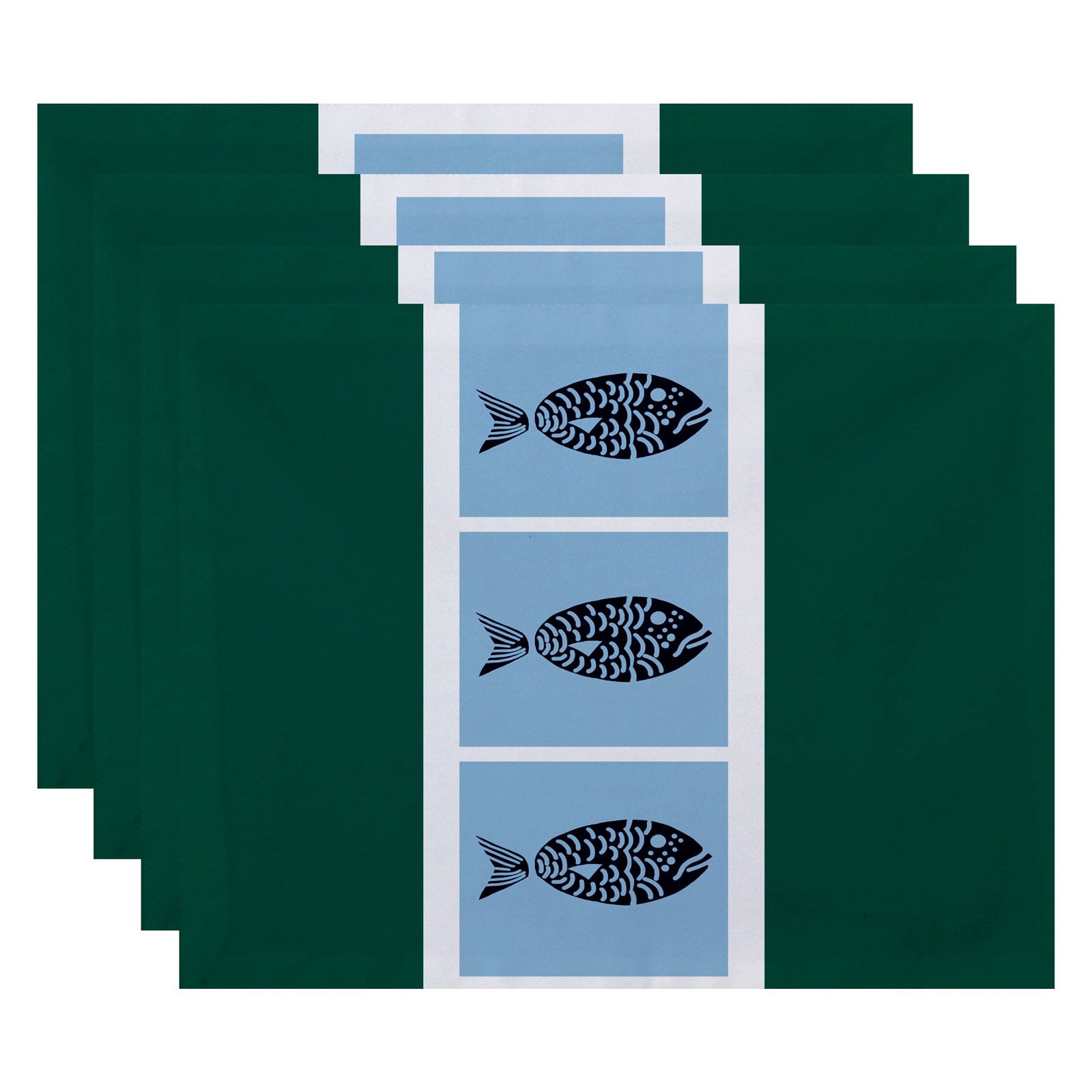 Simply Daisy 18" x 14" Fish Chips Animal Print Placemat, Set of 4