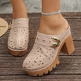 thumbnail image 2 of HSMQHJWE Sabots à Plateforme pour Femmes Mules Sandales à Talons Hauts Bout Rond Mules à Enfiler Talons Cloutés pour Femmes Chaussures Décontractées Confortables, 2 of 8
