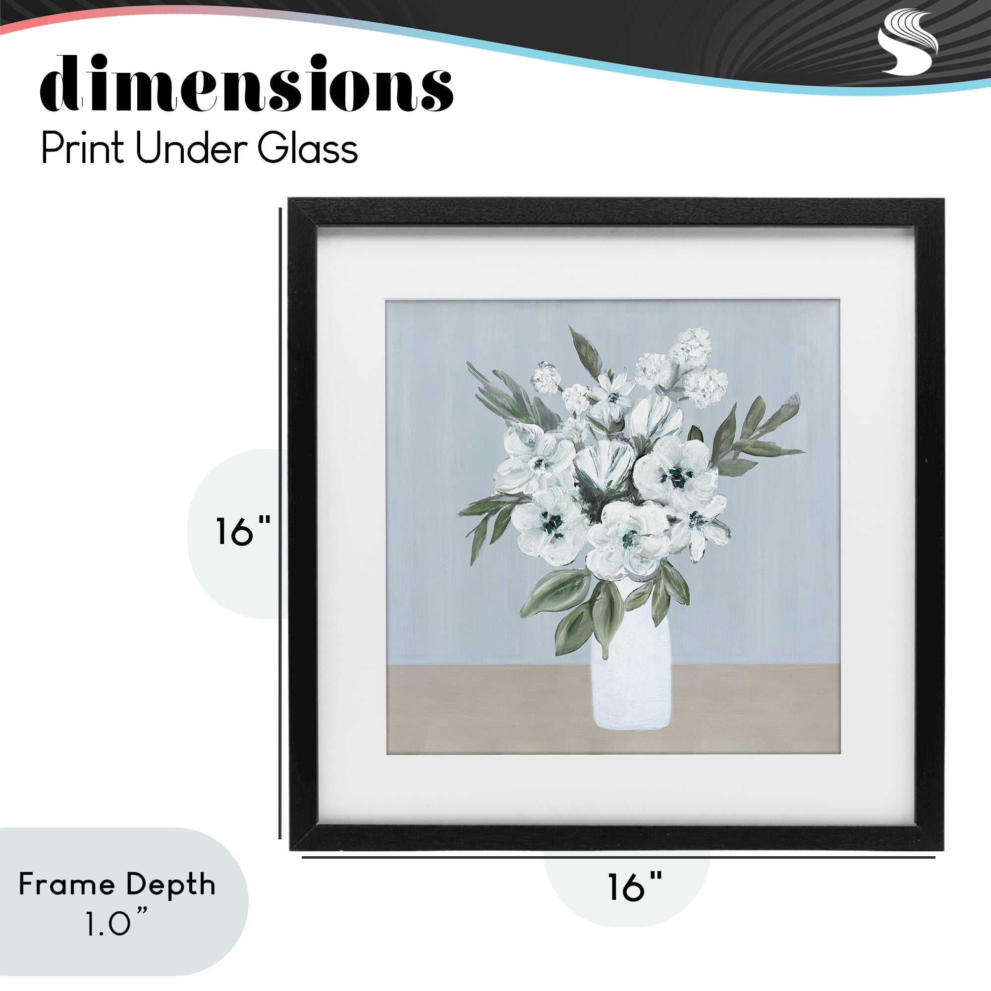 Stupell Industries Cerulean & White Blooms Black Framed Print Under Glass, design by Marilyn Dunlap