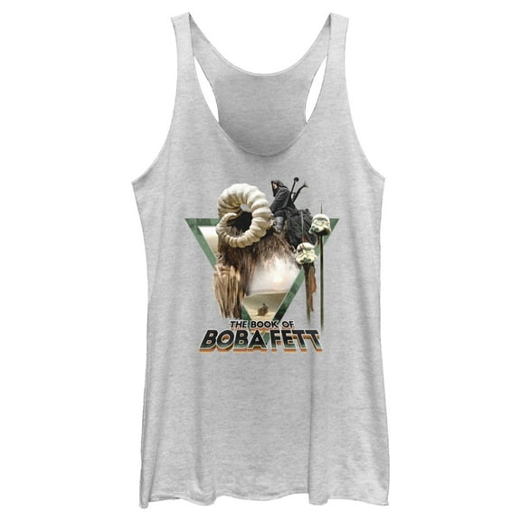 Women's Star Wars: The Book of Boba Fett Bantha Ride Boba Racerback Tank Top White Heather X Small