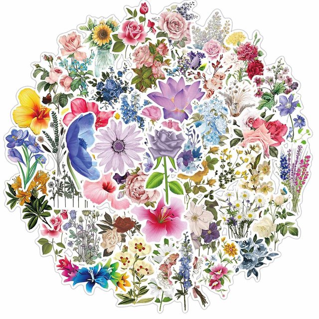 50 pegatinas de grafiti de flores de viento Ins pegatinas impermeables LingWen 8390612710230