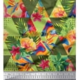 thumbnail image 1 of Soimoi Silk Fabric Check,Leaves & Tropical Flower Fabric Prints By Yard 42 Inch Wide, 1 of 1