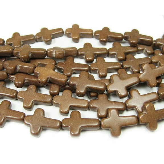 12x15mm 16" Strand Chocolate Howlite Cross Beads Genuine Gemstone Natural Jewelry Making