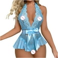 thumbnail image 4 of Señoras Linda Chica Sólido Lencería erótica Deep V Lace Bow Traje Suspender Falda Fridja nalpqowj41642, 4 of 9
