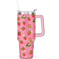thumbnail image 2 of 40oz Cute Red Strawberry Stainless Steel Flip Straw Tumbler Spill Proof Travel Cup Double Wall Vacuum Insulated Coffee Mug with Top Handle, 2 of 6