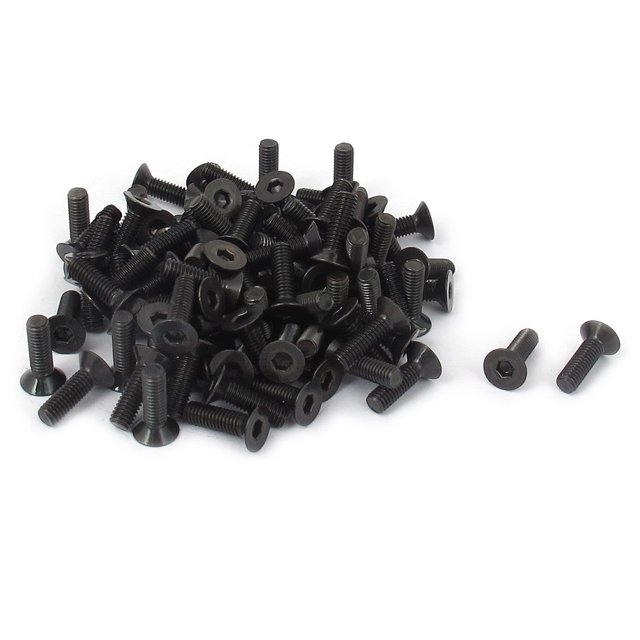 Unique Bargains M3 x 10mm Metric Hex Socket Countersunk Flat Head Screw Bolts Black 100PCS