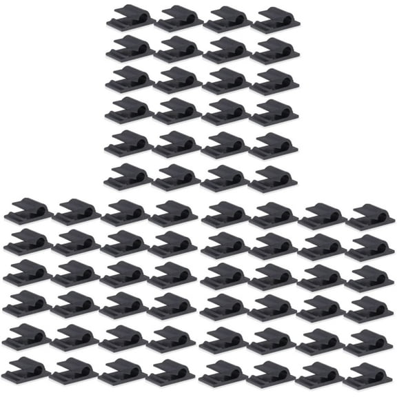 150 pcs Office Fixing Tape with Card Clips Car Fixed Cable Use Holder Fixer Tapes Organizer for Wire Plastic Household Management Light Doublesided Home Black Clamp Adhesive