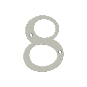 Deltana RN4-8U15 4" Numbers; Solid Brass; Satin Nickel Finish